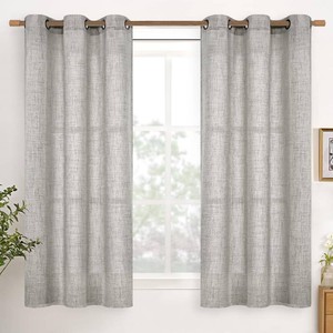 $28 YoungsTex Linen Semi Sheer Curtains 54 Inches Length for Living Room