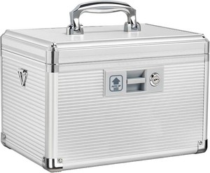 $40 Medicine Lock Box with Key, Alluminum Alloy Box for Medication,First Aid Box with a Removeable Tray to Store Medicines & Pills for Home&Travel, Silver 12  7.68  7.87 Inch