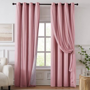 $70 100% Blackout Curtains for Bedroom, Double Layer Pink 108 L