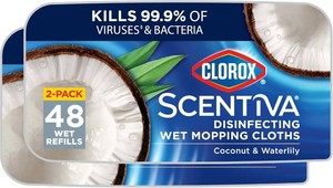 $20 Clorox Scentiva Disinfecting Wet Mop Pad, Coconut Waterlily, 24 Ct., 2 Pack