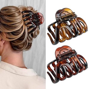Octopus Hair Claw Clips for Thick Hair 3.6 Large Octopus Claw Clips for Womens Long Hair (2 Pcs, Brown&Dark Red)