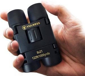 $35 VULNESS Binoculars for Adults, Small Mini Travel Essentials, 8X21, Black