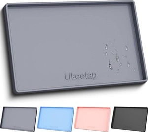 19 x 12 Extra Thick Silicone Mat Waterproof with Raised Edge, Gray