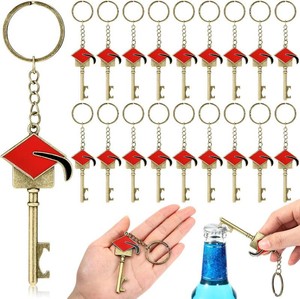 Simgoing 24 Pcs Graduation Party Favor for Guest 2026 Graduation Keychain Bronze Cap Bottle Opener Class of 2026 College Celebration Party Supplies(Red)
