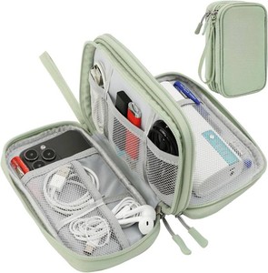 CAAORDKSO Cord Organizer Travrel Bag, Electronic Organizer Travel Case, Water Resistant Cable Organizer Pouch for Cable, Cord, USB, Charger, Phone, Power Bank, Earphone (Mint Green, Medium)