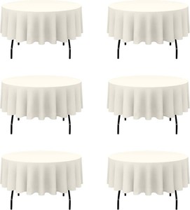 $36 BRILLMAX 6 Pack Ivory Round Tablecloths 70 Inch for 30-48 Tables