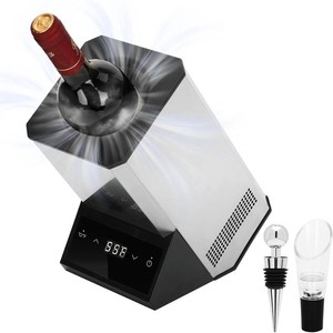 $103 Electric Wine Chiller Single Bottle - 24H Iceless Portable Stainless Steel Wine Chiller Cooler for 750ml WineChampagne, Multi-Scene Vino Accessory for KitchenBarRV for Wine Lovers