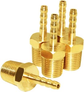 Hose Barb Fittings 18 Barb to 38 NPT Male Thread Brass Metals Adapter Connector(5 Pcs) (MISSING ONE)
