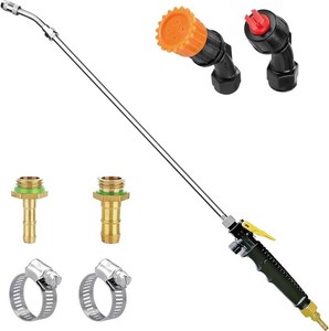 Stainless Steel Sprayer Wand Replacement with 3 Types of Nozzles, Fan Nozzle, 14 & 38 Brass Barb and 2 Hose Clamps (29 Inch Wand with 3 Nozzles)
