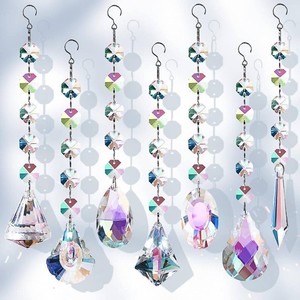 Sun Catchers with Crystals, 7 Pcs Hanging Crystals Suncatchers for Windows