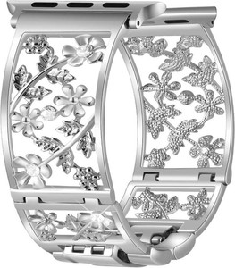 $23 Floral Band for Apple Watch Band, Women, Silver, 38404142mm