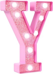 LED Marquee Light Up Letters(Y)  Light Up Number Sign for Birthday Party,Girls Room Table Decor, Marquee Numbers with Warm Pink Glow, Battery Operated Pink Digits, 8.6 IN