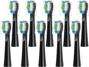 Replacement Toothbrush Heads 10 Pack Compatible with Bitvae Daily D2 Rechargeable Toothbrush, for D2 Toothbrush Heads Refills, Black (missing one )
