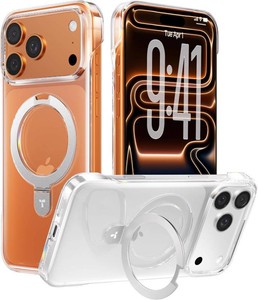 $28 TORRAS Ostand Ultra Slim for iPhone 17 Pro Case Clear with Magnetic Stand