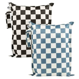 $20 Tiny Twinkle Mess Proof Wet Bags  Reusable Waterproof Wet Bags for Swimsuits  Baby Clothes  Travel & Diaper Bag (Blue, Black Checkers) (Only Black One)