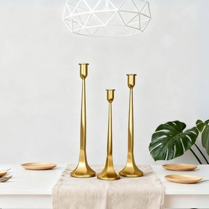 $23 Set of 3 Gold Iron Candlestick Holders   Tapered Candle Holders for 34 Candles, Tall Candle Stick Set for Dining Table, Wedding, and Home D cor