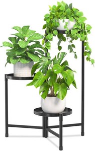 $38 iDavosic.ly 3 Tier Large Plant Stand Indoor Outdoor, 10 In Wide Tray, Black