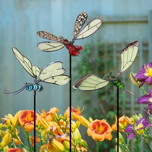$20 Juegoal 20 Inch Butterfly Garden Stakes Decor, Dragonfly Stakes, Hummingbird Glow in Dark Metal Yard Art for Mom, Mothers Day Ideal Gifts, Indoor Outdoor Lawn Pathway Patio Ornaments, Set of 3