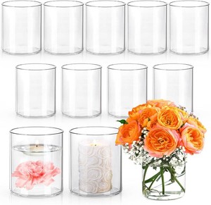 $32 UPBUD 4 Inch Glass Cylinder Vases for Centerpieces, Small Vases for Flowers Missing 1 Vase