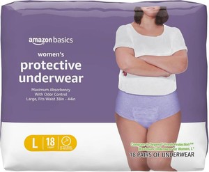 Amazon Basics Postpartum Incontinence Underwear for Women, Maximum Absorbency with Bladder Leak Protection, Fresh Protection, Disposable, Large, Lavender, 18 Count