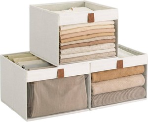 $31 StorageWorks Closet Organizer Bins with Clear Window, Beige, 12.75x12.75x9