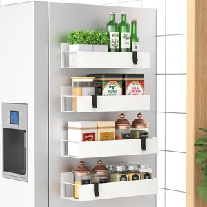 $26 HuggieGems Metal Magnetic Spice Rack for Refrigerator Cream White, 4 Pack