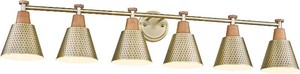 $140 FEMILA Gold Light Fixture Bathroom, 6 Light Brushed Gold Vanity Light, 45.3 Bathroom Lighting Fixture Over Mirror, 4FG59B-6W BG