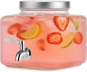 $27 1 Gallon Drink Dispensers for Parties,Beverage Dispenser for Fridge with Leakproof Stainless Steel Spigot, Ideal for Water, Lemonade, Juice, Iced Tea