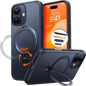 $43 TORRAS Q3 360 Spin for iPhone 17 Case with Camera Control Button, Fit for MagSafe, Military Grade Protective Kickstand Case for 17 Phone Case with Stand, Black