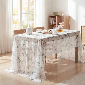 Horaldaily Fabric Tablecloth 60 104 Inch Rectange,Birds Branches Leaves White