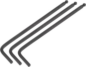uxcell 3pcs 4mm Ball End Hex Key Wrench, Metric L Shaped Long Arm CR-V Repairing Tool for Bikes Furniture Repair, Black