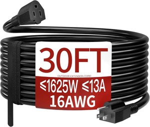 $35 Skrizcable 163 30 FT Outdoor Extension Cord Waterproof, Black Power Cord