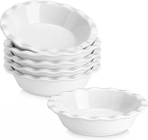 $36 MALACASA Mini Pie Pans Set 6, 6 Inch Ceramic Quiche Tart Pans White