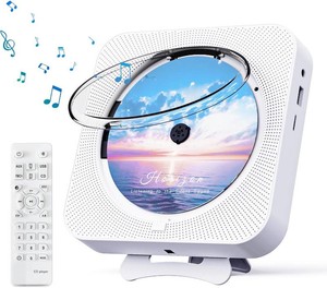 $25 MICOCIOUS Bluetooth Portable Home CD Music Player with Remote Control, Timer, Built-in Speakers and LED Display - FM Radio Boombox (White)
