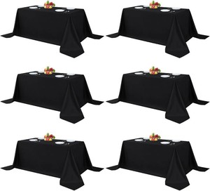 $61 Fitable 6 Pack Black Tablecloths 90x132 Inch for 6 Foot Rectangle Tables