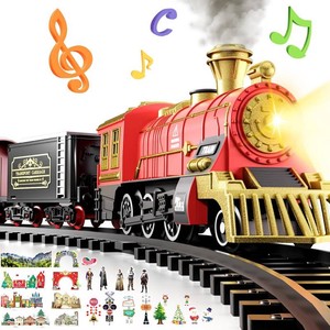 Train Set Toy for Kids Toddler Ages 3-8, Toy Electric Train Set with Lights & Sound for Under Christmas Tree, Christmas Toys with Steam Locomotive for Boys Kids Ages 3 4 5 6 7 8, Birthday Gifts Toys