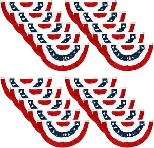 $57 20 Pcs USA Patriotic Pleated Fan Flags, American US Bunting Banner Flag