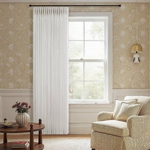 $86 100 Inch Extra Wide Pinch Pleated Linen Curtains 90 Inches Long Beige White