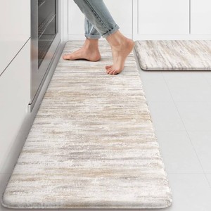 $27 KIMODE Anti Fatigue Kitchen Mats for Floor 2 Piece, Abstract Kitchen Rugs