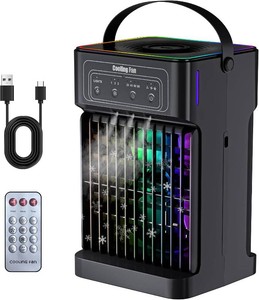 $70 Portable Air Conditioners, 2026 Upgraded 4-IN-1 Quiet Portable AC Unit with Remote, 1100ML Tank Evaporative Air Cooler, 7 Color Light Personal Mini Air Conditioner for Bedroom,Office, Camping, Car,RV