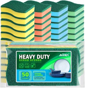 AIDEA Sponges Kitchen, 50 PK Heavy Duty Dish Sponge Kitchen, Scrub Sponges