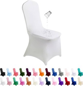 $40 SUPERO Waterproof Spandex Chair Cover 25PCS, Stretch Dining Chair Covers, Polyester Outdoor Chair Covers, Protector Stretch Chair Cover for Party Universal, Banquet, Wedding Event, Hotel(White) MSRP $39.99