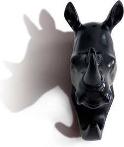 Rhino Head Single Wall HookHanger, Black