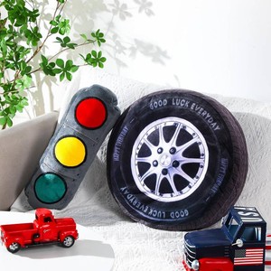 $31 Woanger 2 Pcs Race Car Tire Throw Pillow Racing Car Room Decor,Traffic (Missing Traffic Light Pillow)