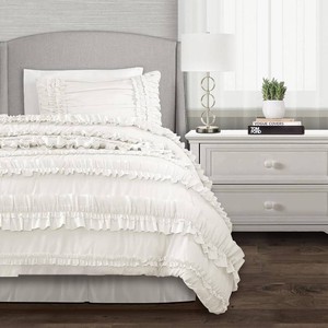 $105 Lush Decor Belle Comforter Twin XL Size 3 Piece Set White - Twin Dorm Bedding Set - White Comforter - Coquette Dorm Decor - College Essentials