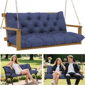$40 Porch Swing Cushions 60x40 Inch, 5 Extra Thick Waterproof Outdoor Swing Seat Cushion with Backrest & 8 Non-Slip Ties PP Cotton  Memory Foam Fill, Fade-Resistant 3-Seater Replacement for Patio Bench