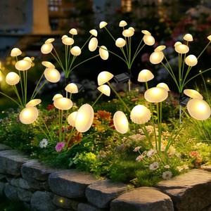 $50 Solar Garden Lights Outdoor, 6Pack Solar Lights Garden Decor, Swaying Mushroom Lights Waterproof for Yard, Patio,Pathway Decoration,Gifts for Women,Mom(Warm White)