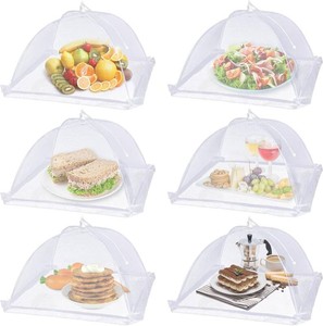 Large Food Cover,6 Pack Mesh Food Tent,17x17,White Nylon Covers,Pop-Up Umbrella Screen Tents,Patio Net for Outdoor Camping, Picnics, Parties,BBQ,Collapsible and Reusable