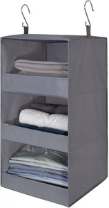 GRANNY SAYS 3-Shelf Hanging Closet Organizer, Foldable Storage, Gray