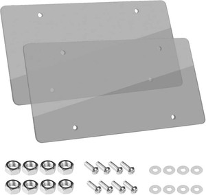 Wanheart Flat License Plate Cover Set 2 Pack Clear   Frameless ABS Protector for Standard 12 6 US Plates, Scratch UV Resistant Plate Cover with Screws Caps, Front Rear Car Accessories (Clear)